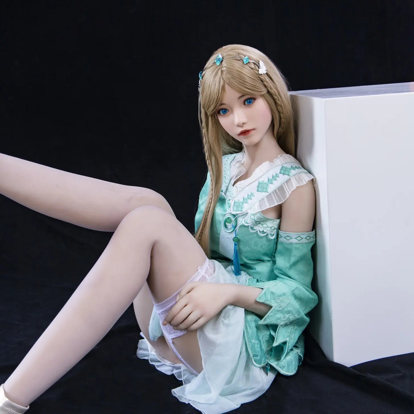 Dimu Doll | 158cm 5ft2in Big Gel Breast Asian Blonde Girl Hybrid TPE Sex Doll with Silicone Head - Rong
