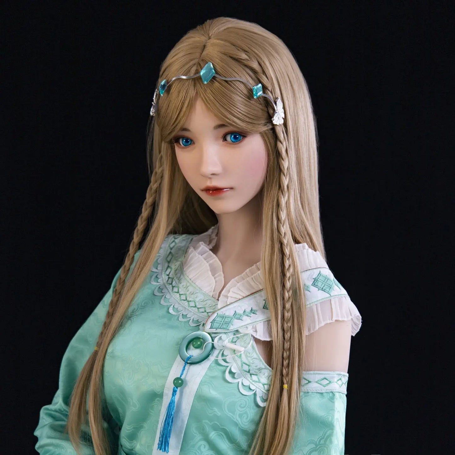 Dimu Doll | 158cm 5ft2in Big Gel Breast Asian Blonde Girl Hybrid TPE Sex Doll with Silicone Head - Rong