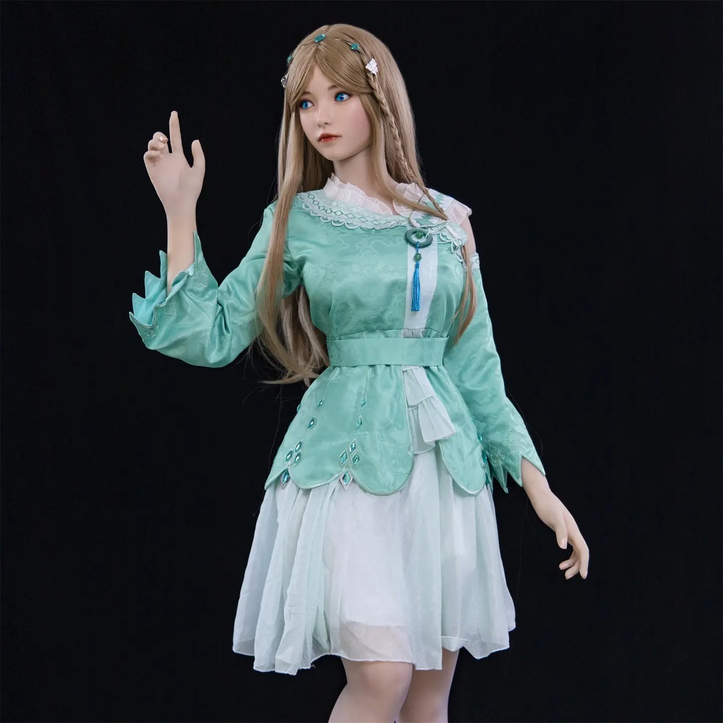 Dimu Doll | 158cm 5ft2in Big Gel Breast Asian Blonde Girl Hybrid TPE Sex Doll with Silicone Head - Rong