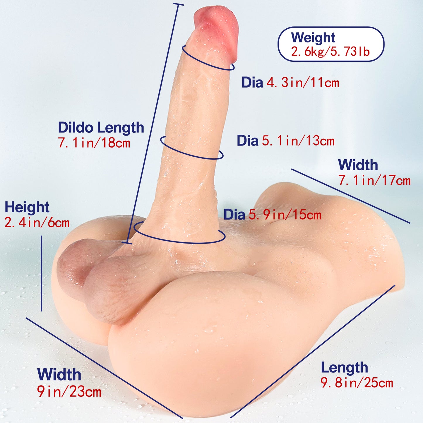 Moprofun Realistic Lifelike 7.1IN Long Dildo Sex Doll Torso Female Masturbator Adult Sex Toy for Woman Masturbation