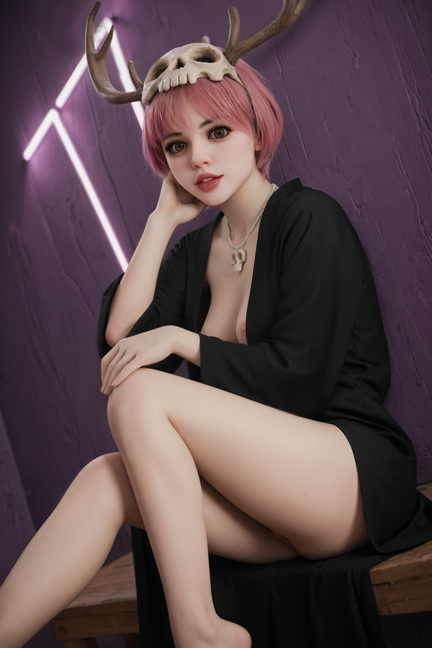 AIBEI Doll | 150cm 4ft11in Small Breast Pink Hair Korean Girl Adult TPE Sex Doll - Dola