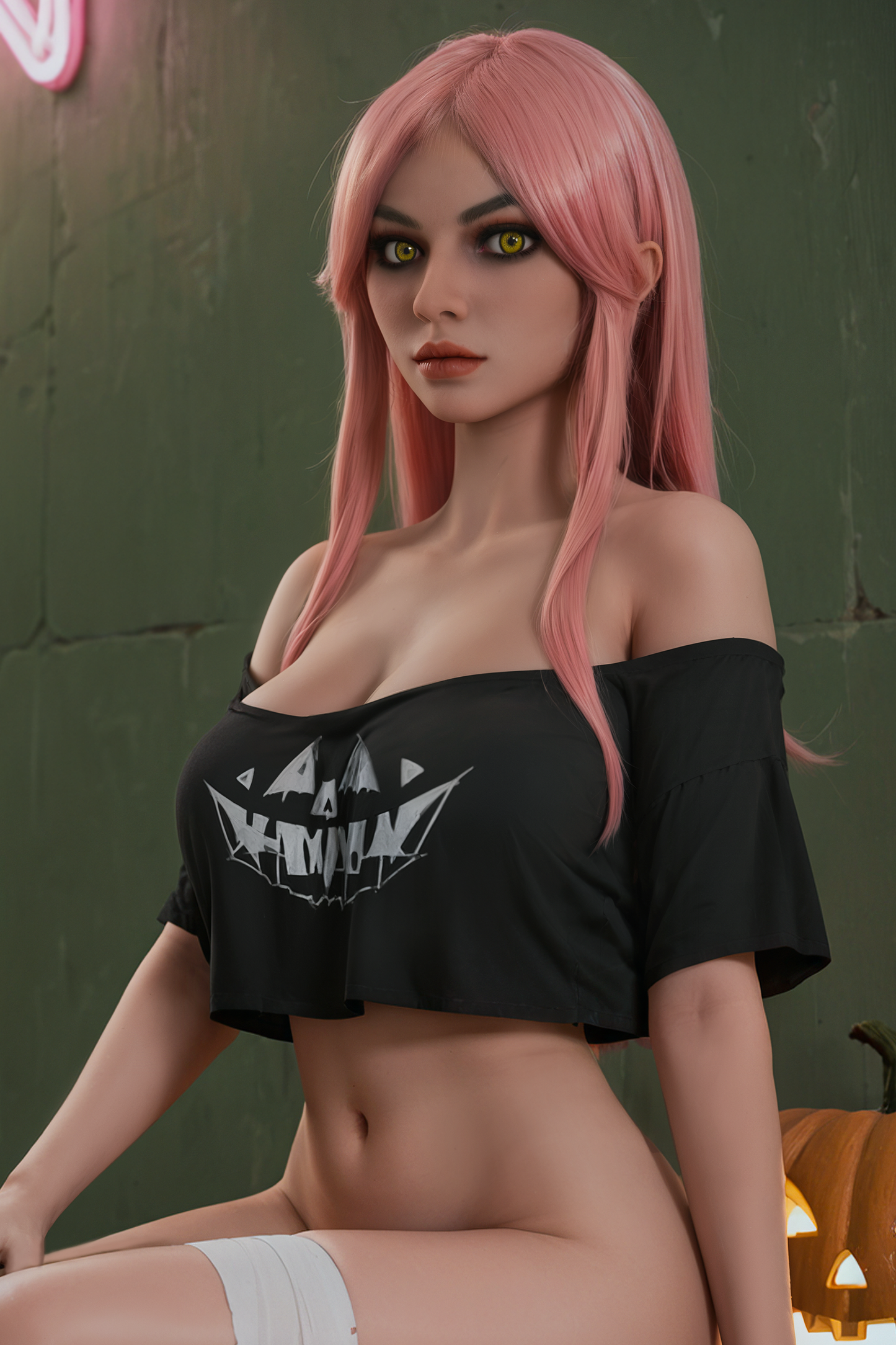 AIBEI Doll | 151cm 4ft11 Pink Hair Cosplay Halloween Theme Full Size Chubby TPE Sex Doll - Zora