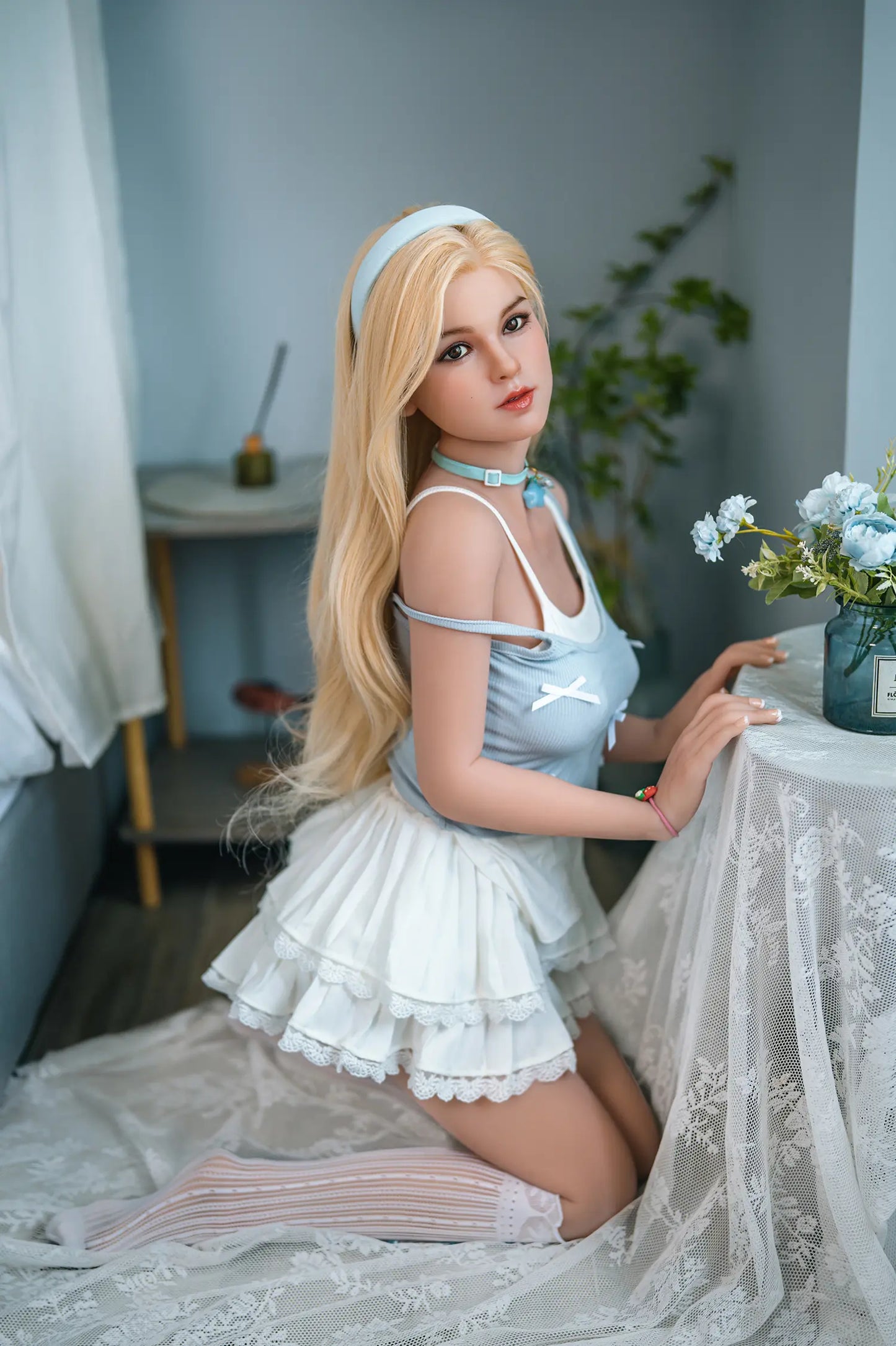 US Stock SY Doll | 150cm 4ft11in Blonde Hair Small Breast Lifelike Asian Hybrid Adult Doll with Soft Real Oral Silicone Head - Jia