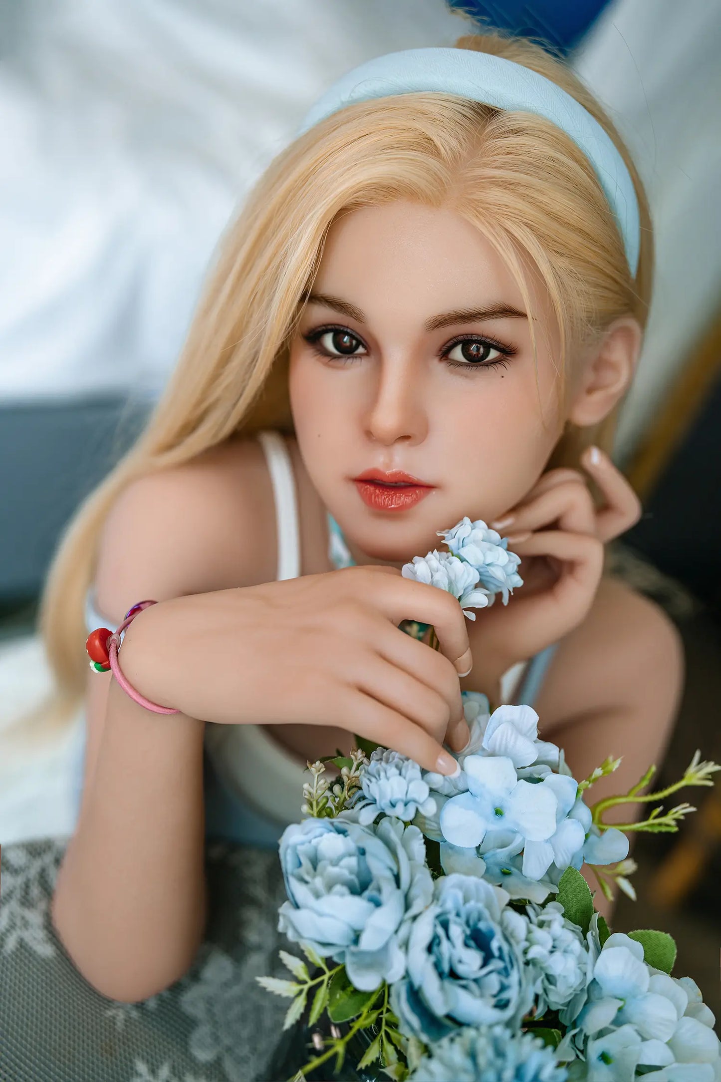 US Stock SY Doll | 150cm 4ft11in Blonde Hair Small Breast Lifelike Asian Hybrid Adult Doll with Soft Real Oral Silicone Head - Jia