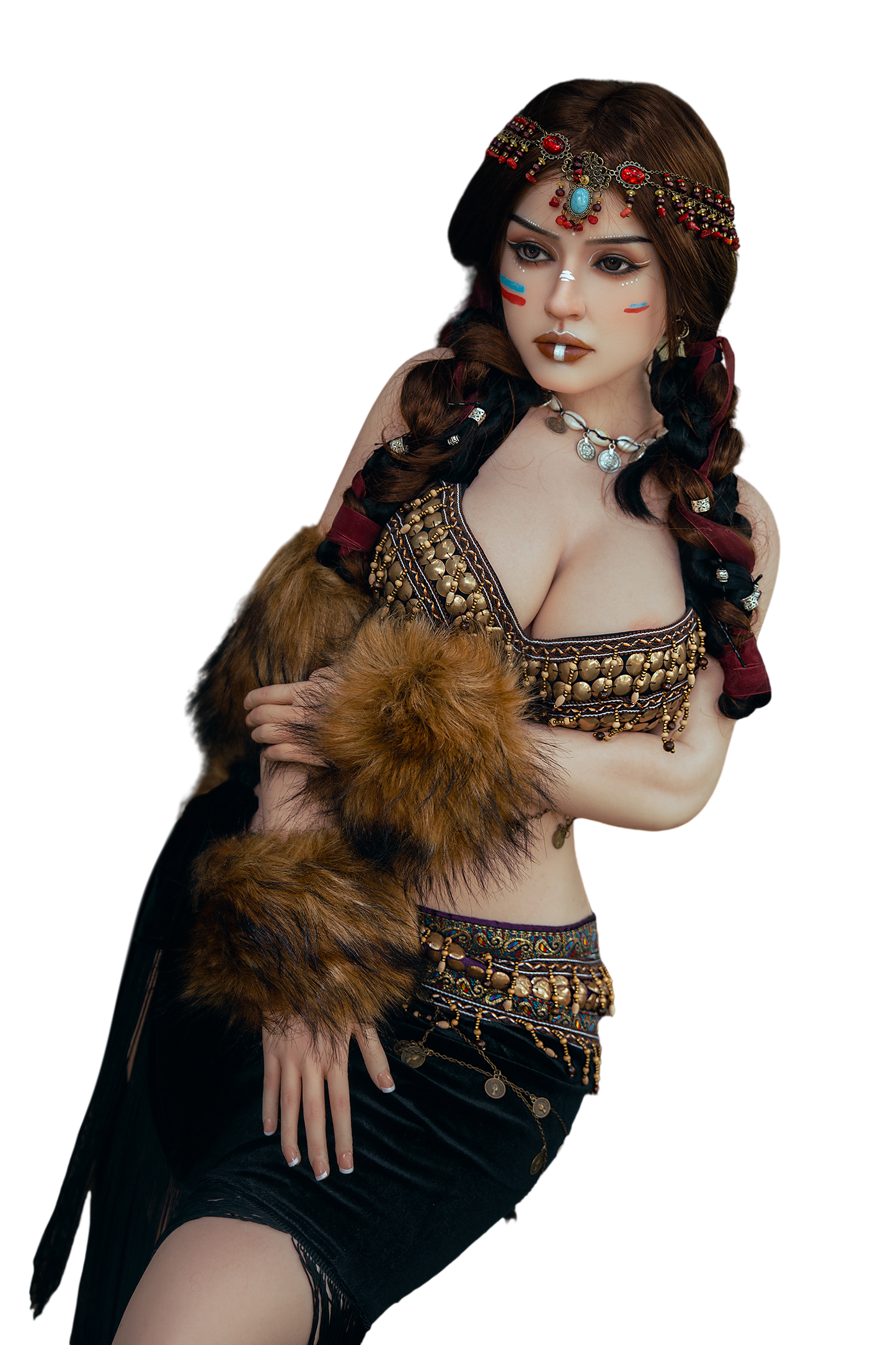 Rosretty Doll | 164cm 5ft45in Gypsy Style Realistic Full Silicone Sex Doll with Hard Silicone Head - Hani