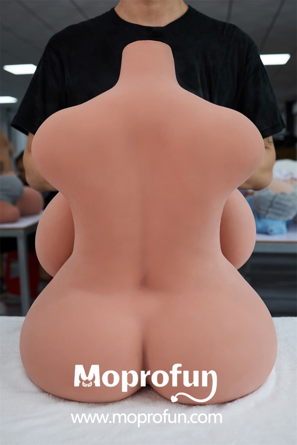 EU Stock | Climax Doll Half Body Huge Gel Breast Black Skin STPE Sex Doll Torso - 58#