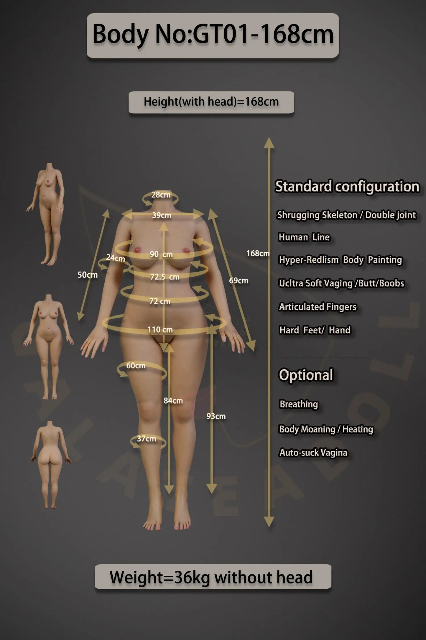 Galatea Doll | 168cm 5ft6in Lifelike Sexy Blonde Full Silicone Full Size Doll with Real Oral Silicone Head for Man - Kiara