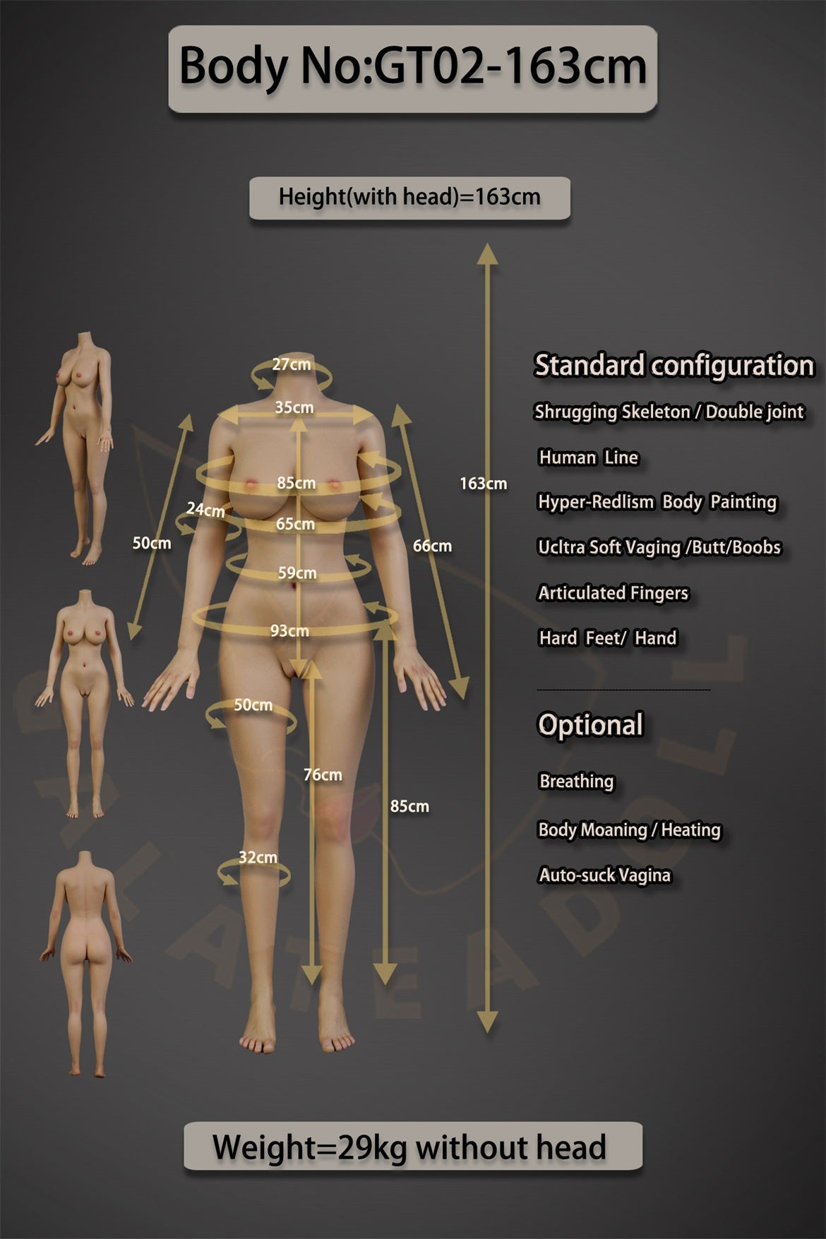 Galatea Doll | 163cm 5ft4in Blonde Hair Tan Skin Full Silicone Doll (Real Oral Silicone Head+Silicone Body) for Elderly - Heather