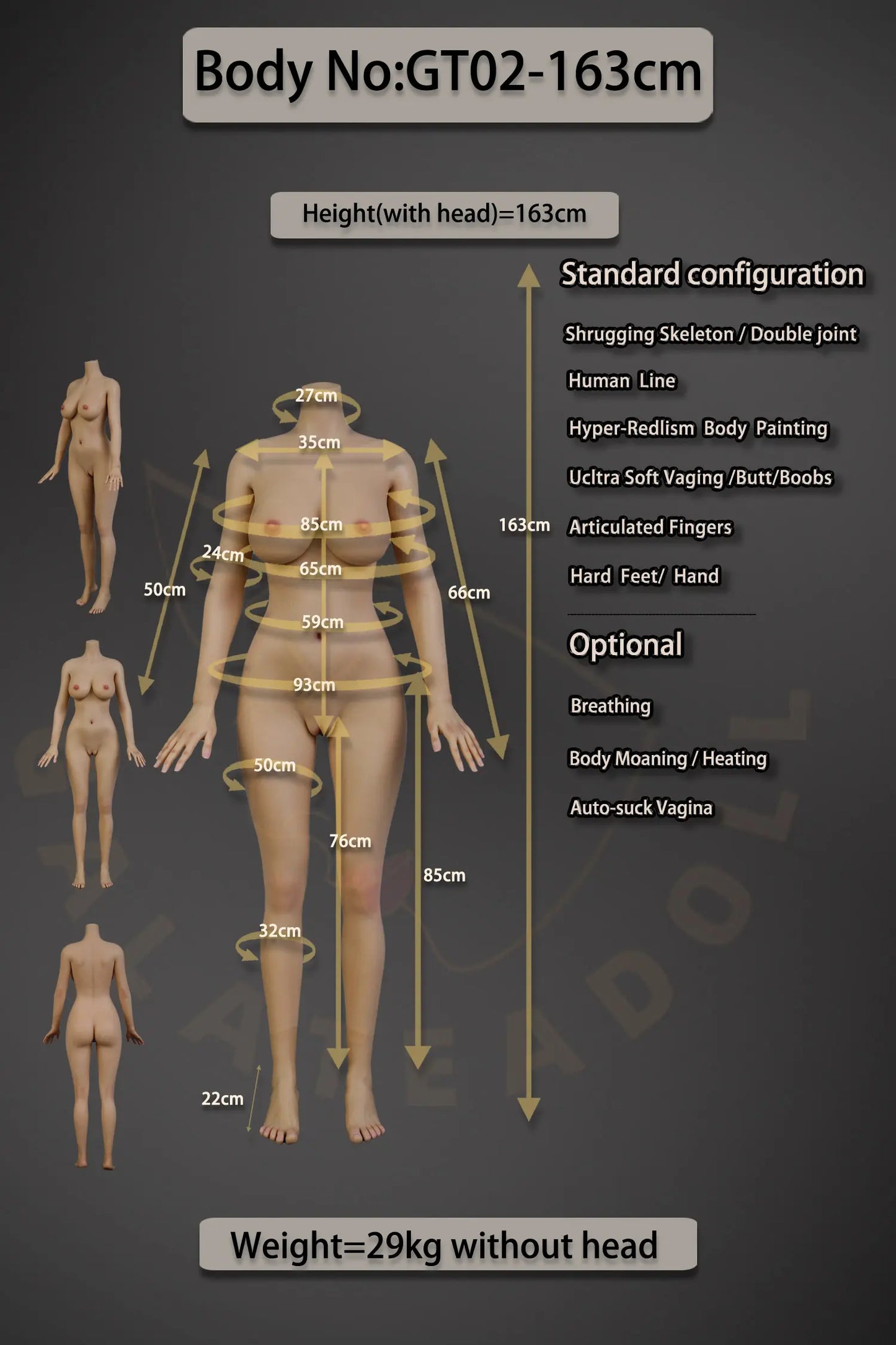 Galatea Doll | 163cm 5ft4in Tan Skin Blonde Curly Hair Full Silicone Lifelike Love Doll with Real Oral Silicone Head for Divorced - Cily