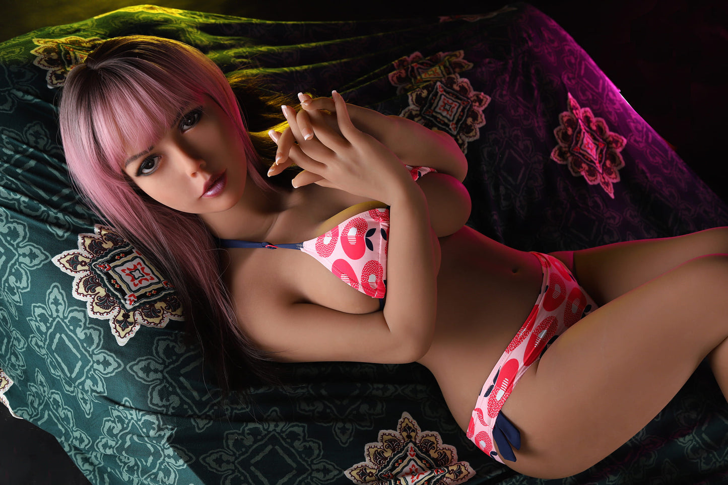 US Stock | Galaxy Dolls D Cup Gel Breast Pink Hair Skinny Body Realistic TPE Sex Doll - Manon
