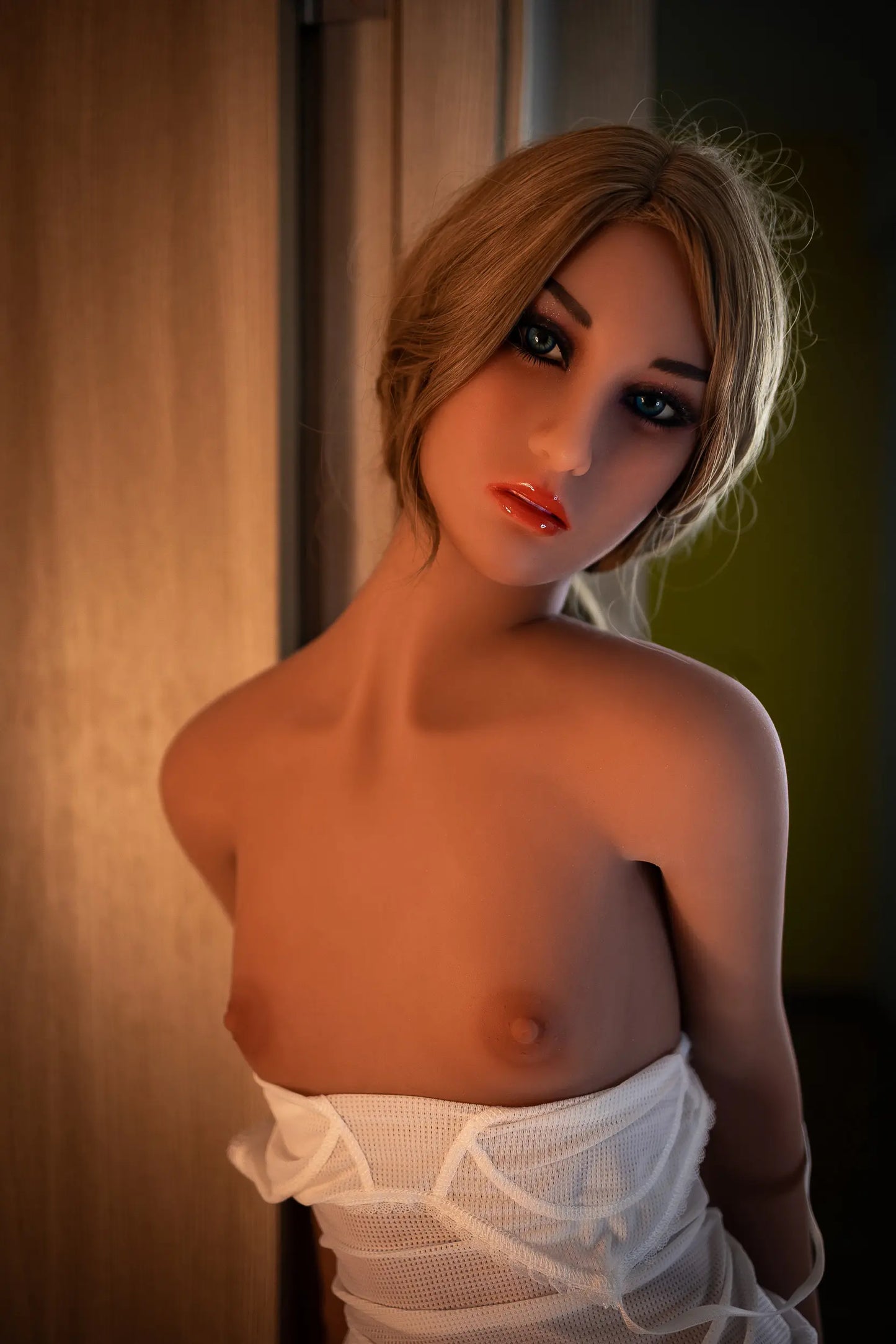 AIBEI Doll | 158cm 5ft2in Human Size Lifelike Blonde Hair Flat Chest Petite Body TPE Sex Doll - Araya