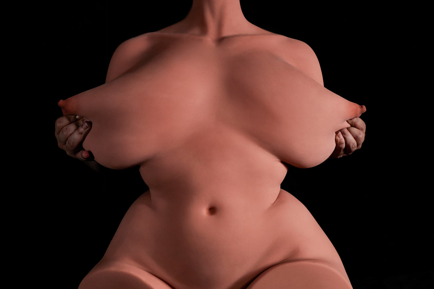 EU Stock | Climax Doll Half Body Huge Gel Breast Black Skin STPE Sex Doll Torso - 160#