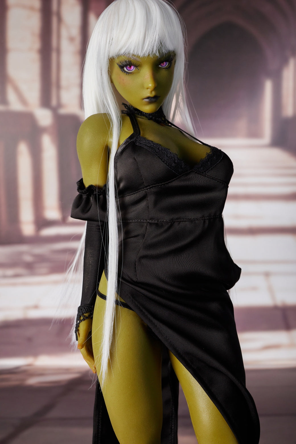 Climax Doll | Green Skin White Hair Realistic Scale ACG Anime Cosplay Silicone Figure Doll for Doll Collector Photography - Momoko
