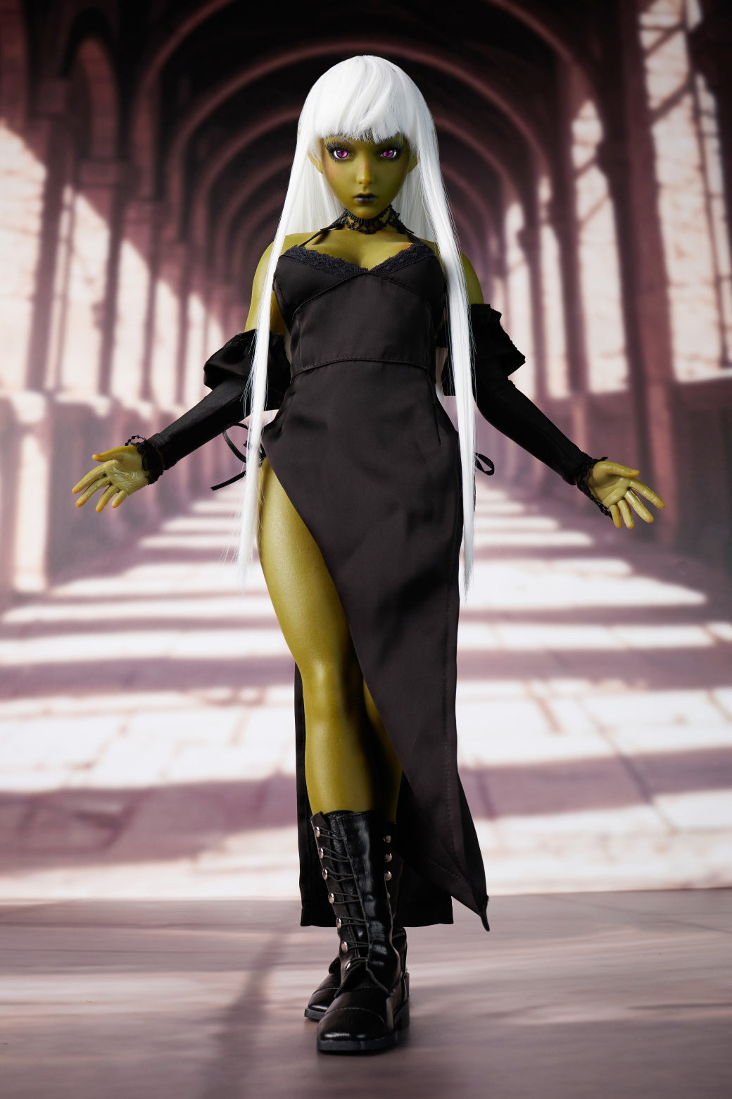 Climax Doll | Green Skin White Hair Realistic Scale ACG Anime Cosplay Silicone Figure Doll for Doll Collector Photography - Momoko