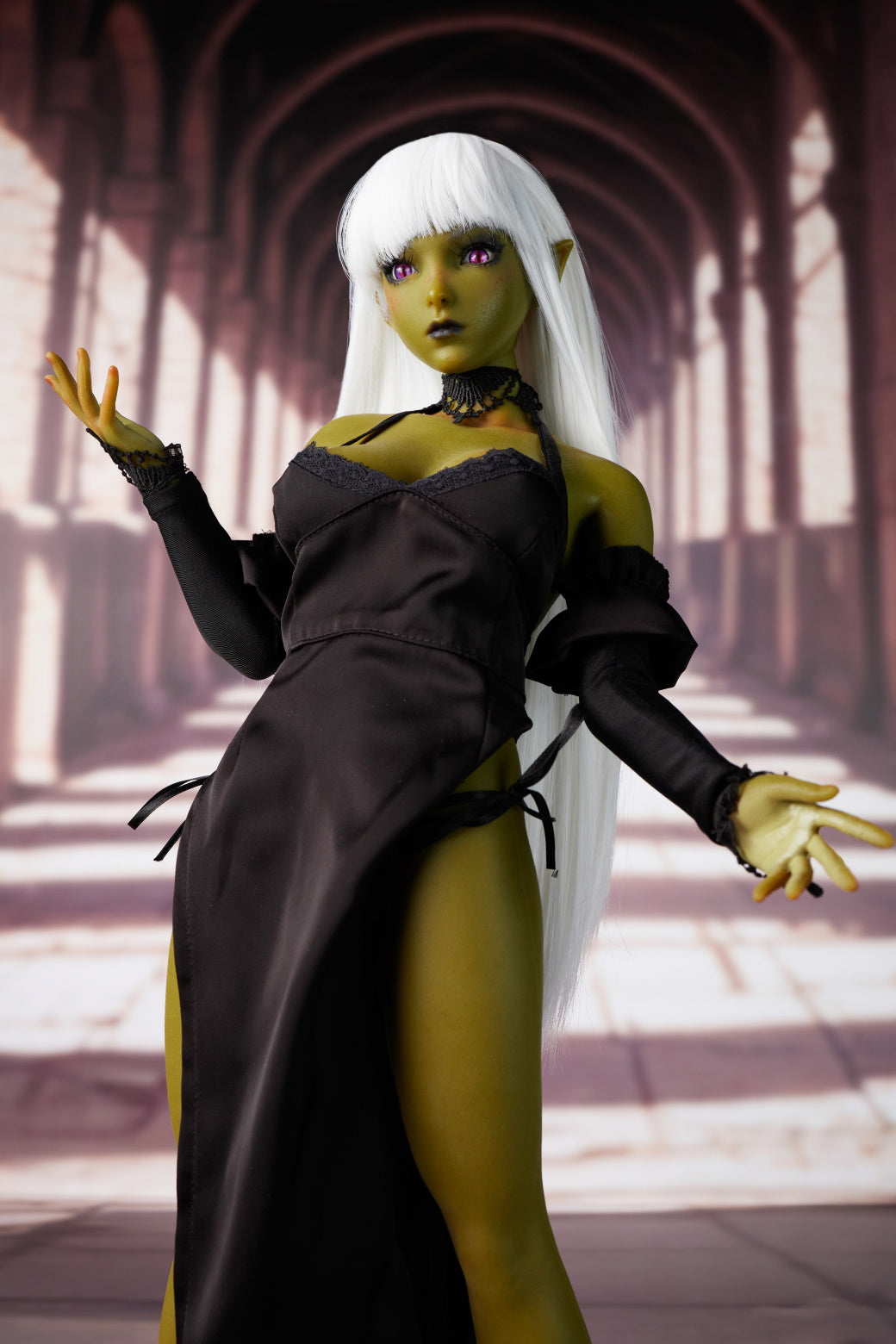 Climax Doll | Green Skin White Hair Realistic Scale ACG Anime Cosplay Silicone Figure Doll for Doll Collector Photography - Momoko