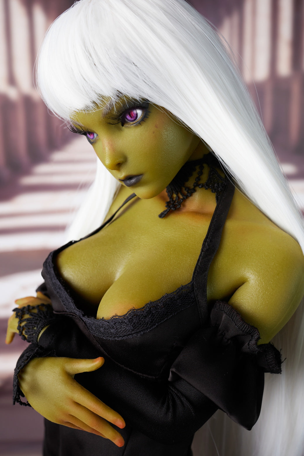 Climax Doll | Green Skin White Hair Realistic Scale ACG Anime Cosplay Silicone Figure Doll for Doll Collector Photography - Momoko
