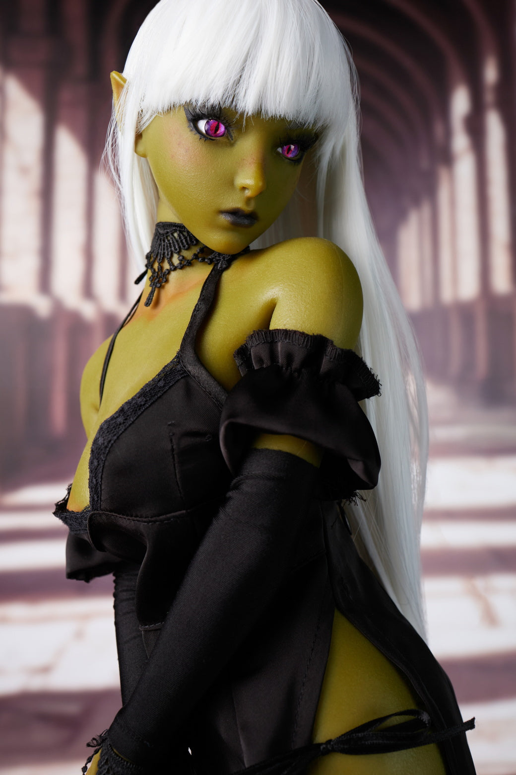 Climax Doll | Green Skin White Hair Realistic Scale ACG Anime Cosplay Silicone Figure Doll for Doll Collector Photography - Momoko