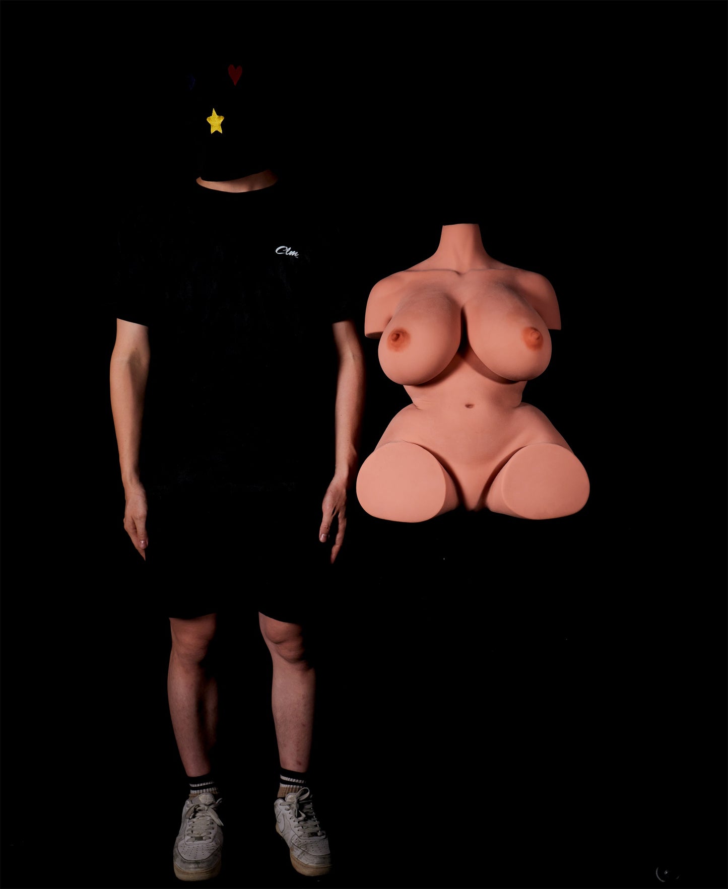 EU Stock | Climax Doll Half Body Huge Gel Breast Black Skin STPE Sex Doll Torso - 160#