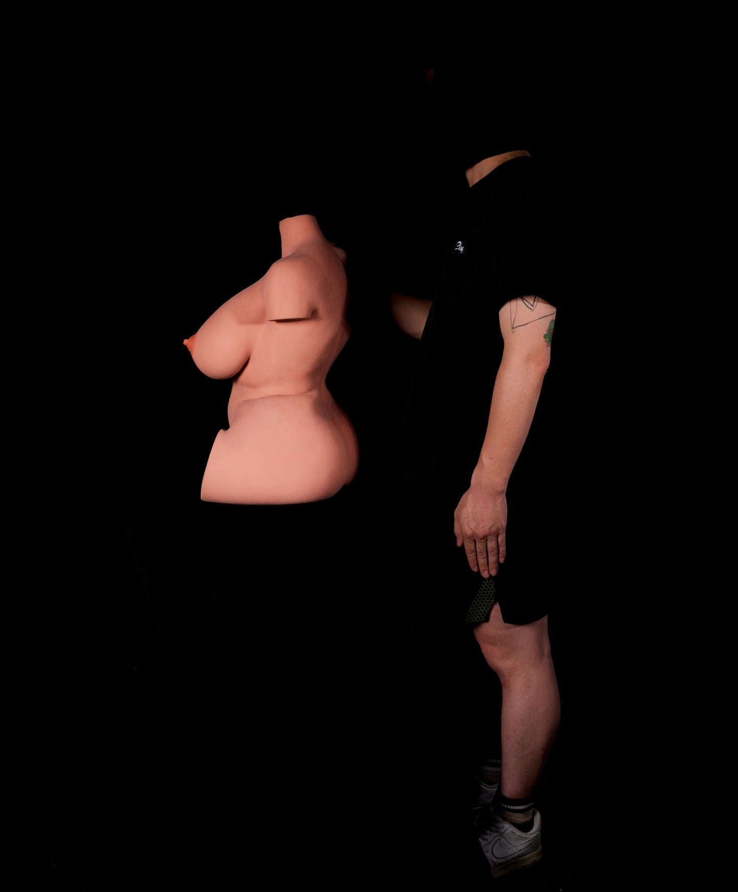 EU Stock | Climax Doll Half Body Huge Gel Breast Black Skin STPE Sex Doll Torso - 160#