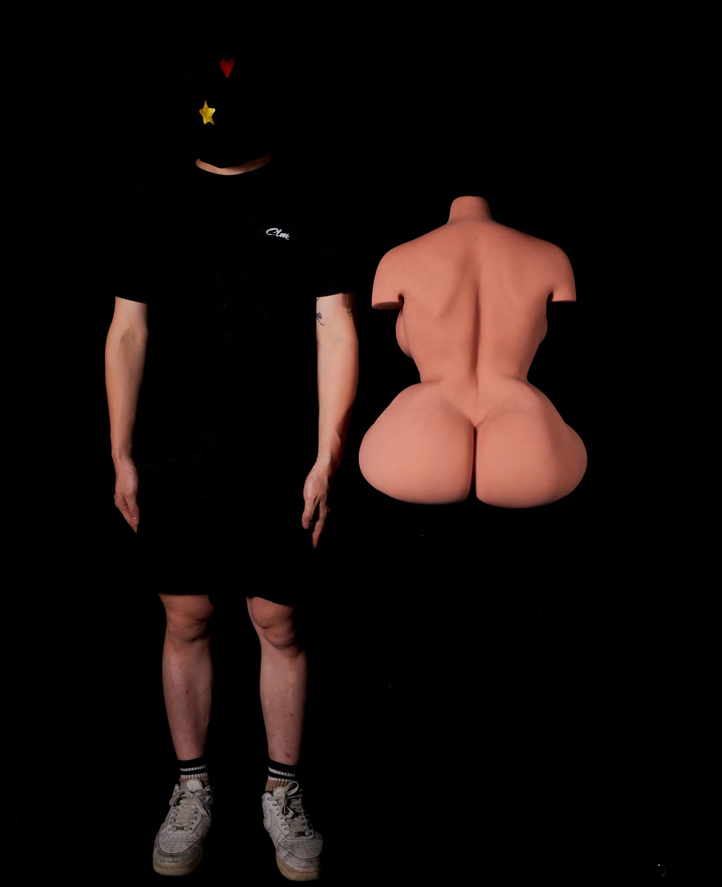 EU Stock | Climax Doll Half Body Huge Gel Breast Black Skin STPE Sex Doll Torso - 160#