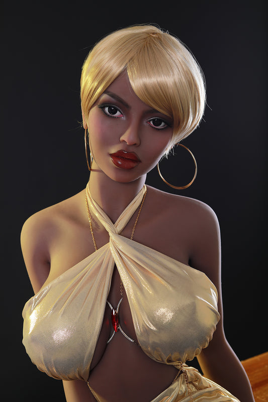 US Stock | Rifrano Doll 158cm 5ft2in Gold Hair Real Full Size Black Skin TPE Sex Doll - Ebony