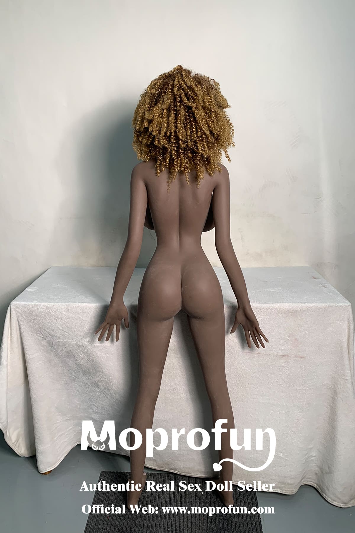 US Stock | Rifrano Doll 158cm 5ft2in Blonde Curly Hair Black MILF TPE Sex Doll for Single Man - Hl