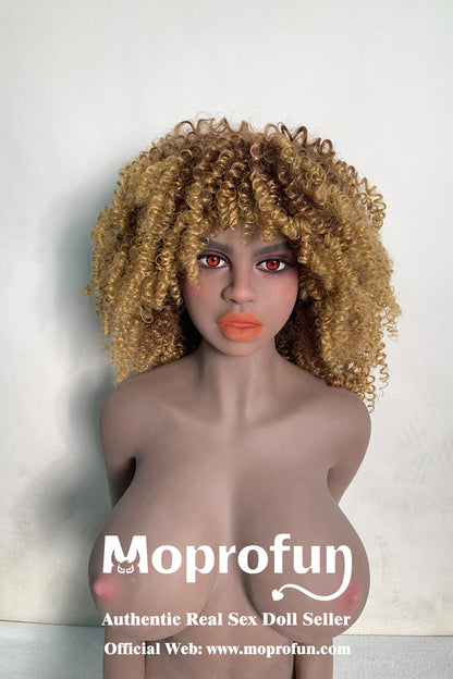 US Stock | Rifrano Doll 158cm 5ft2in Blonde Curly Hair Black MILF TPE Sex Doll for Single Man - Hl
