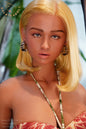 Galatea Doll | 163cm 5ft4in Tan Skin Blonde Curly Hair Full Silicone Lifelike Love Doll with Real Oral Silicone Head for Old Man - Tany