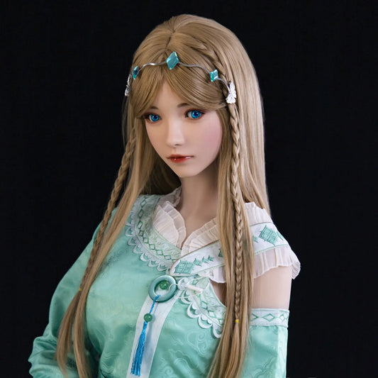 Dimu Doll | 158cm 5ft2in Big Gel Breast Asian Blonde Girl Hybrid TPE Sex Doll with Silicone Head - Rong