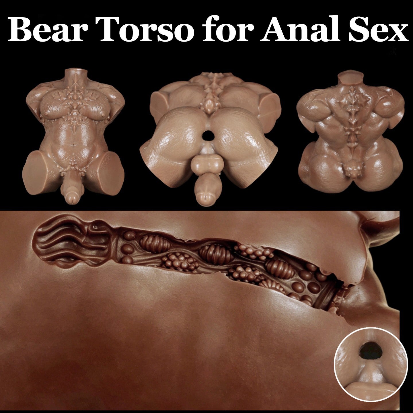 Furry Bear Torso Sex Doll Male Masturbator  Stroker Pocket Pussy Yiff Fantasy Adult Toy for Gay Man