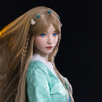 Dimu Doll | 158cm 5ft2in Big Gel Breast Asian Blonde Girl Hybrid TPE Sex Doll with Silicone Head - Rong
