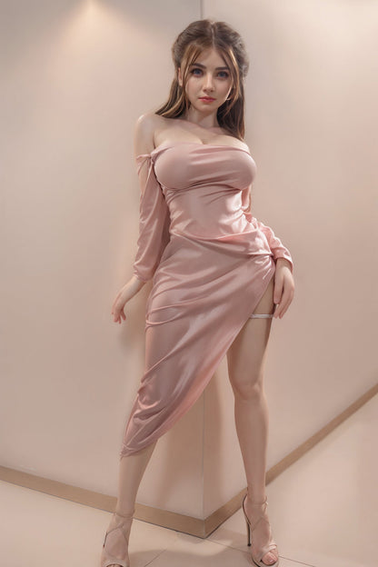 Rosretty Doll | 5ft5in 164cm Sexy Real Korean Full Silicone Love Doll with Hard Silicone Head for Vagina Sex- Binky