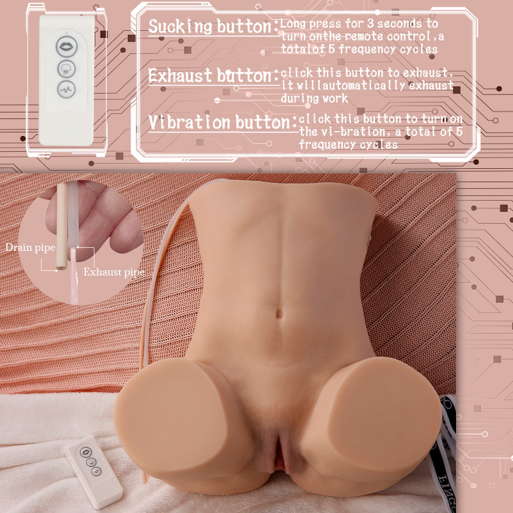 US Stock | XISE Auto Vagina Sucking Vibrating Real Lifelike Butt Sex Doll Torso Male Masturbator - Dafuni