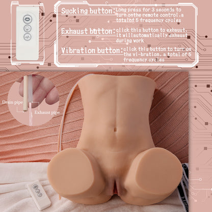 US Stock | XISE Auto Vagina Sucking Vibrating Real Lifelike Butt Sex Doll Torso Male Masturbator - Dafuni