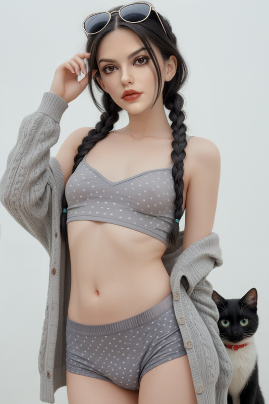 Rosretty | 159cm 5ft3in Skinny Body Flat Boobs Hybrid Sex Doll with Silicone Head - Chelsie