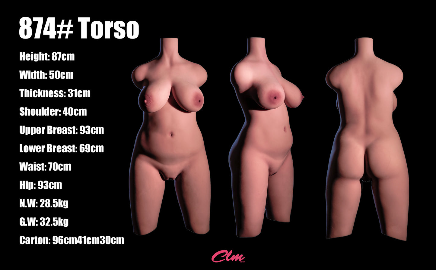 Climax Doll US Stock | 90cm F Cup Gel Breast TPE Sex Doll Torso - 874# Torso