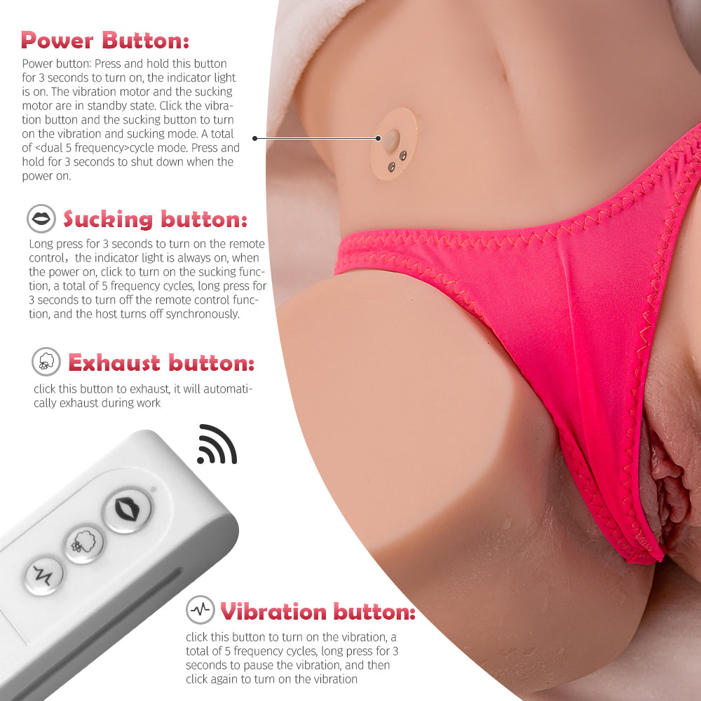 US Stock | XISE Remote Control Sucking Vibrating Butt Sex Doll Torso Male Masturbator - Sonia