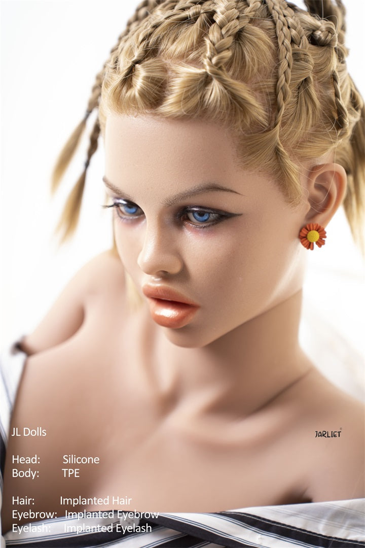 Jarliet Doll | 4ft12in 150cm Blonde Hair Small Breast Slim Body Silicone Head Hybrid Sex Doll - Besty
