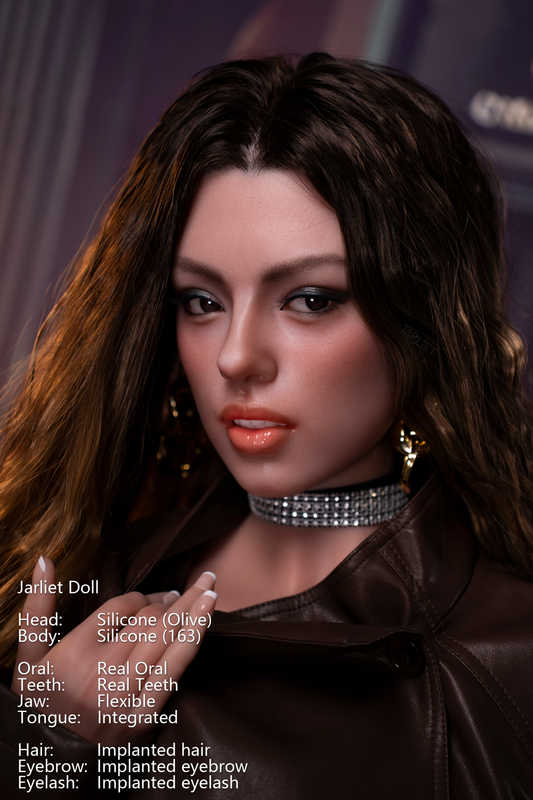 Jarliet Doll | 5ft4in Realistic Silicone Body Small Breast Adult Love Doll with Real Oral Silicone Head for Blowjob - Olive