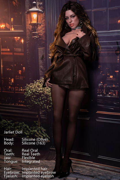 Jarliet Doll | 5ft4in Realistic Silicone Body Small Breast Adult Love Doll with Real Oral Silicone Head for Blowjob - Olive