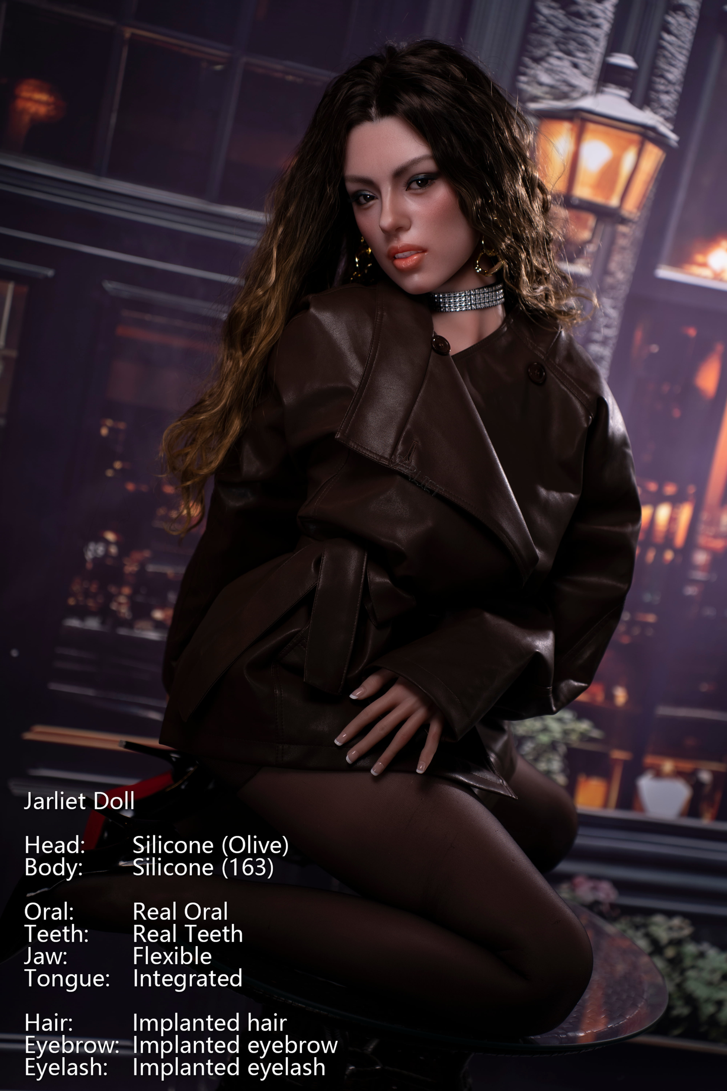 Jarliet Doll | 5ft4in Realistic Silicone Body Small Breast Adult Love Doll with Real Oral Silicone Head for Blowjob - Olive