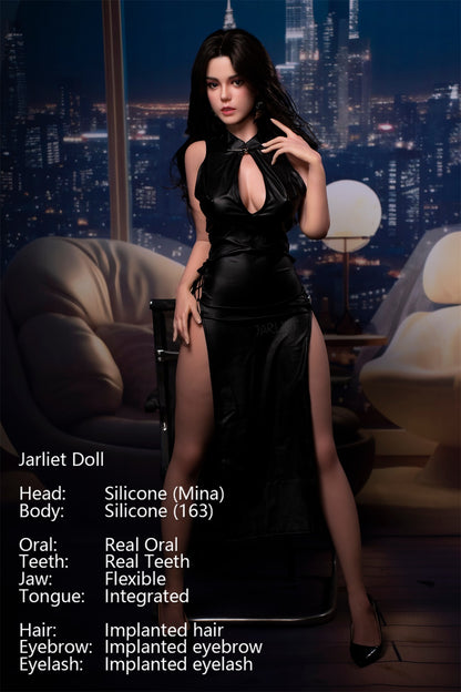 Jarliet Doll | 5ft4in Black Long Hair Asian Mature Woman Silicone Adult Love Doll with Real Oral Silicone Head - Mina