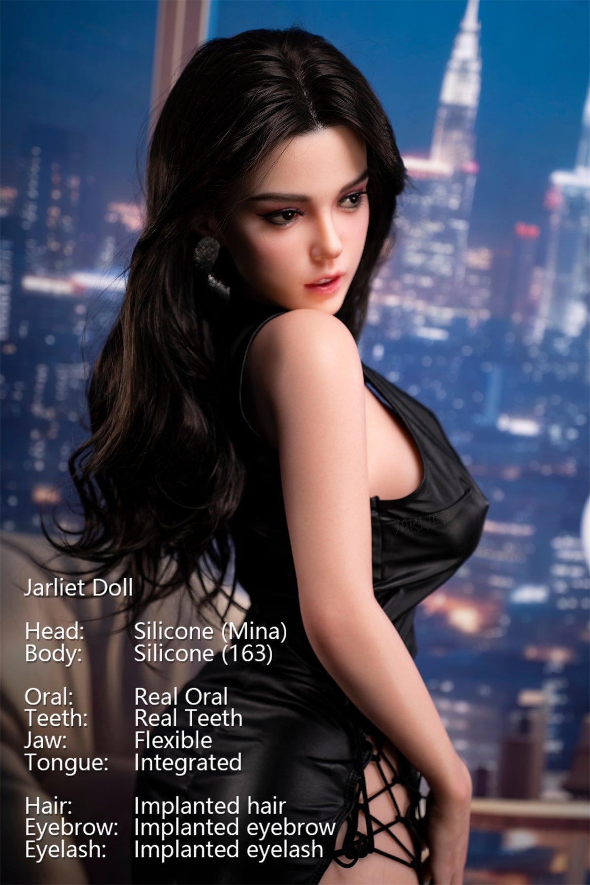 Jarliet Doll | 5ft4in Black Long Hair Asian Mature Woman Silicone Adult Love Doll with Real Oral Silicone Head - Mina
