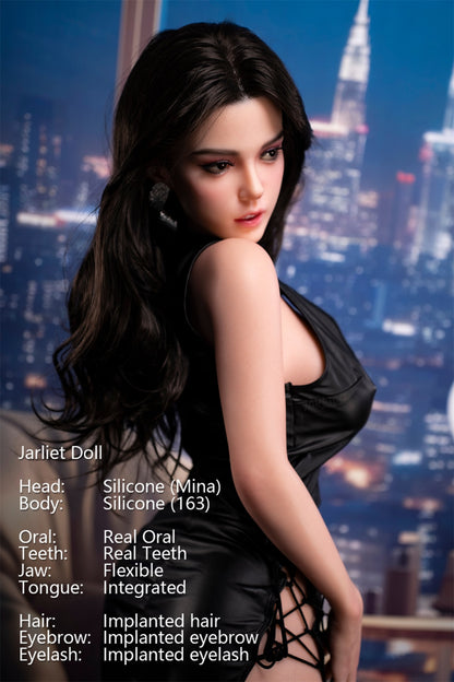 Jarliet Doll | 5ft4in Black Long Hair Asian Mature Woman Silicone Adult Love Doll with Real Oral Silicone Head - Mina