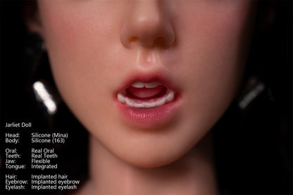 Jarliet Doll | 5ft4in Black Long Hair Asian Mature Woman Silicone Adult Love Doll with Real Oral Silicone Head - Mina