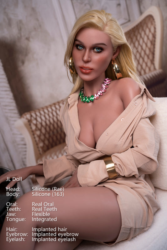 Jarliet Doll | 5ft4in Gold Hair American Woman Silicone Adult Love Doll & Real Oral Silicone Head - Rae