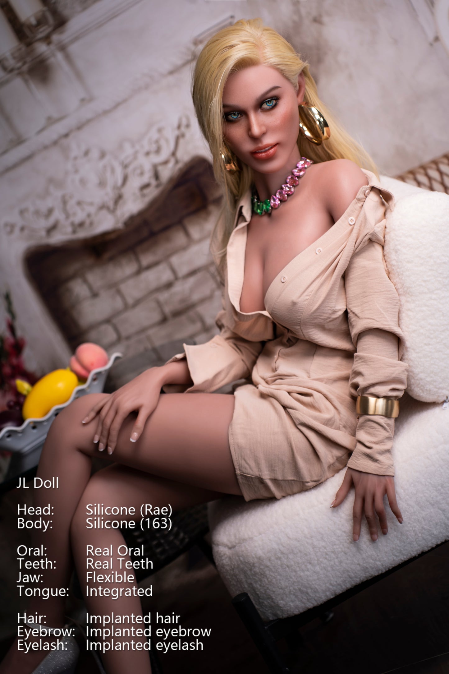Jarliet Doll | 5ft4in Gold Hair American Woman Silicone Adult Love Doll & Real Oral Silicone Head - Rae