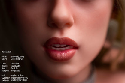 Jarliet Doll | 5ft7in Gold Hair Tall Huge Breast Silicone Adult Doll & Real Oral Tongue Silicone Head - Olive