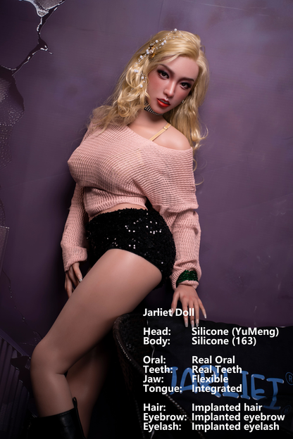 Jarliet Doll | 5ft4in Gold Hair Asian Woman Silicone Adult Love Doll with Real Oral Silicone Head - YuMeng