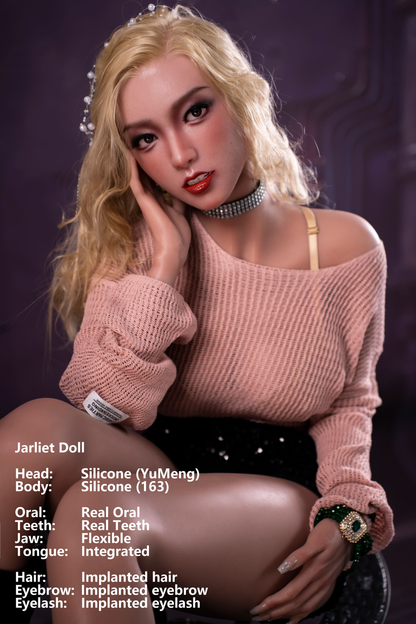 Jarliet Doll | 5ft4in Gold Hair Asian Woman Silicone Adult Love Doll with Real Oral Silicone Head - YuMeng
